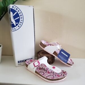BIRKENSTOCK BNIB Gizeh Kids BS Patent White Unicorn Thong Sandals - 1 US